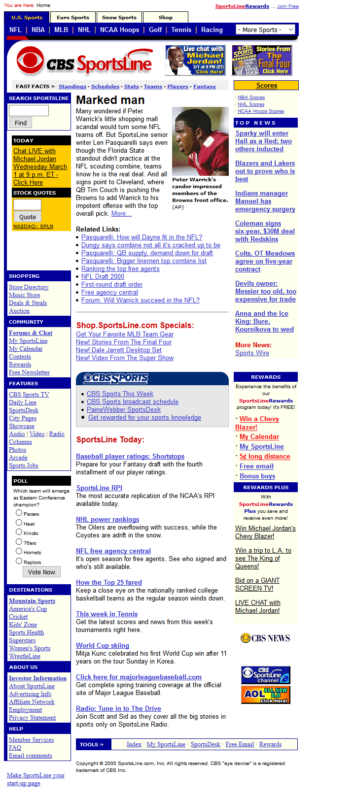 CBS SportsLine website in 2000