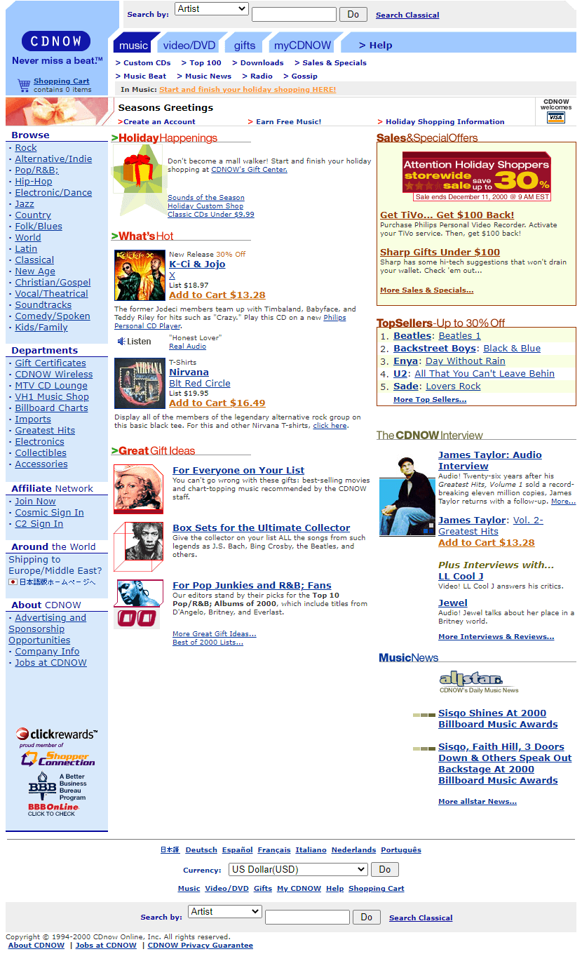 CDNOW website in 2000