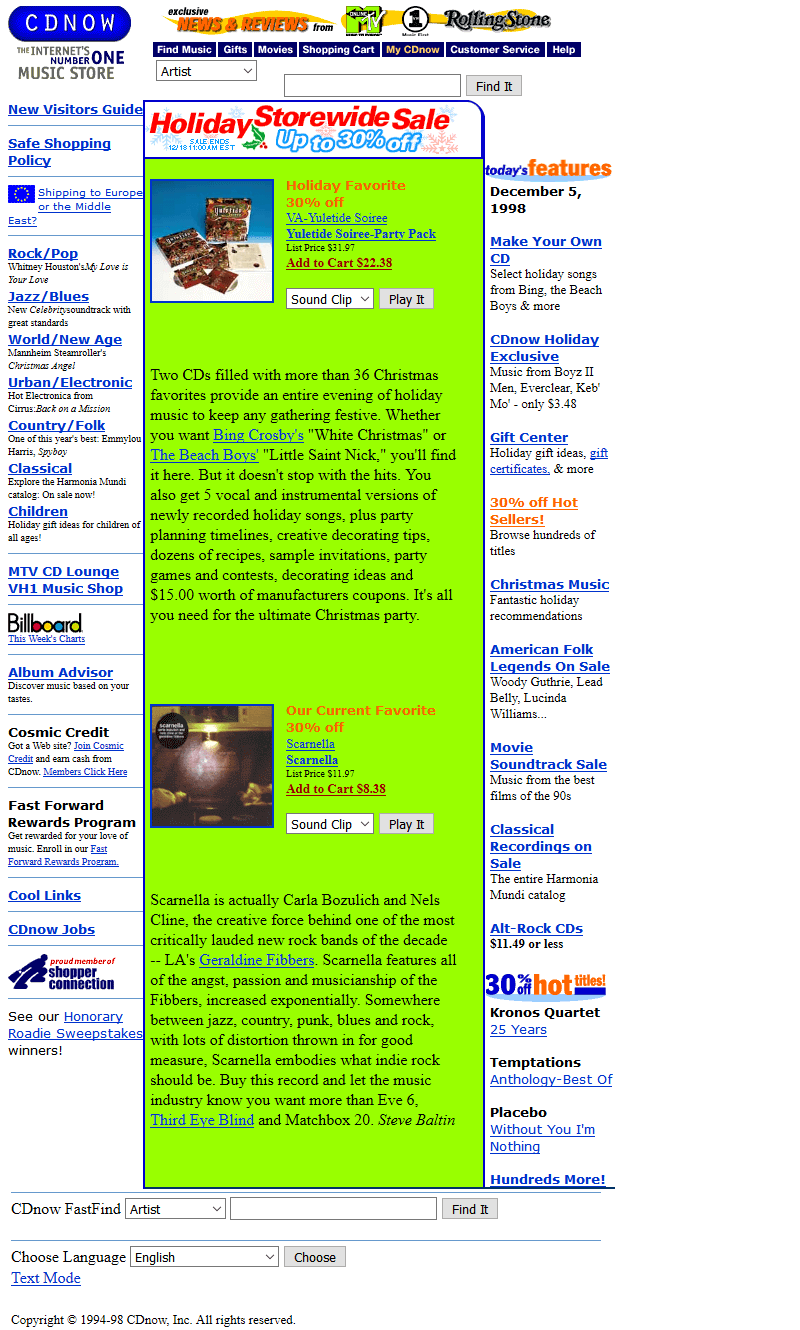 CDNOW website in 1998