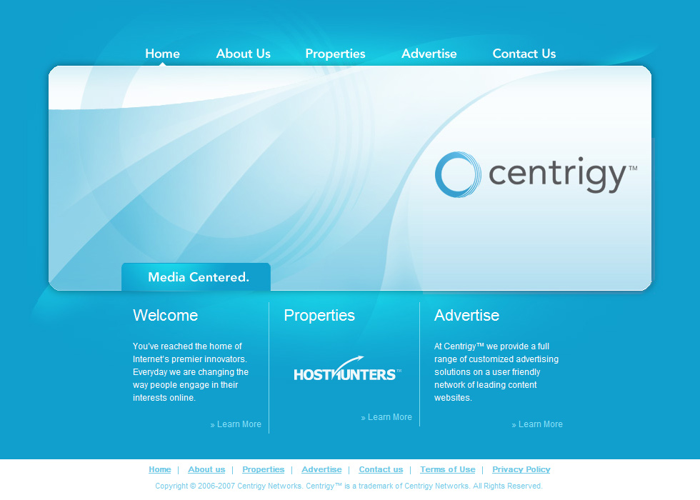 Centrigy website in 2007