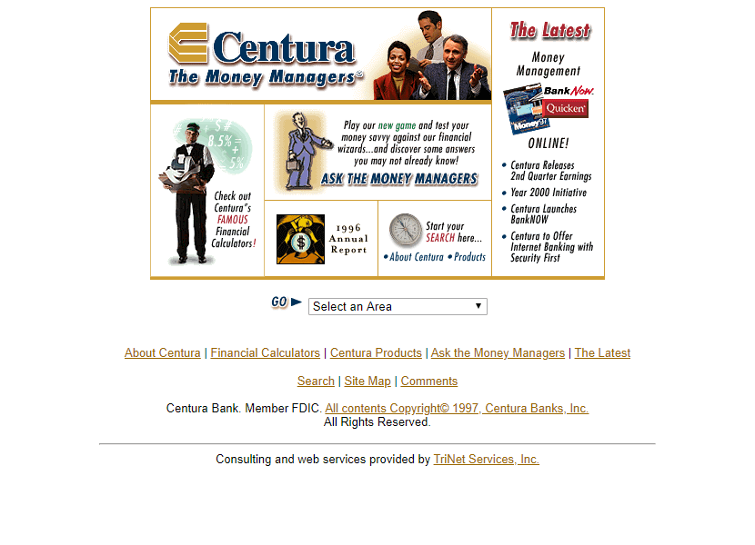 Centura Bank website in 1997