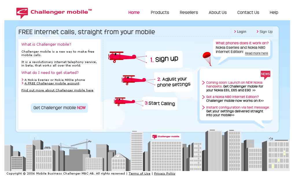 Challenger Mobile website in 2006
