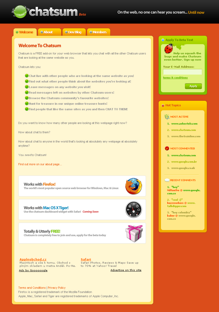 Chatsum website in 2006