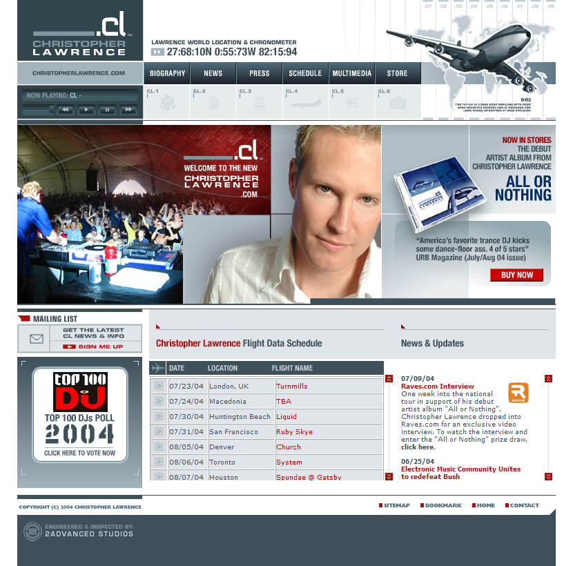 Christopher Lawrence flash website in 2004