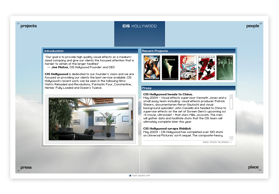 CIS Hollywood website in 2004