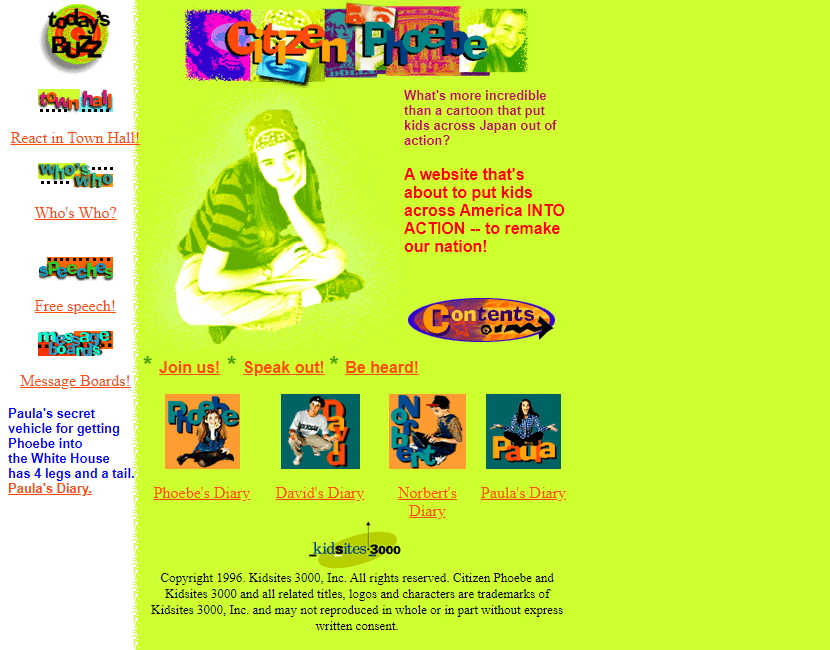 Citizen Phoebe website in 1998