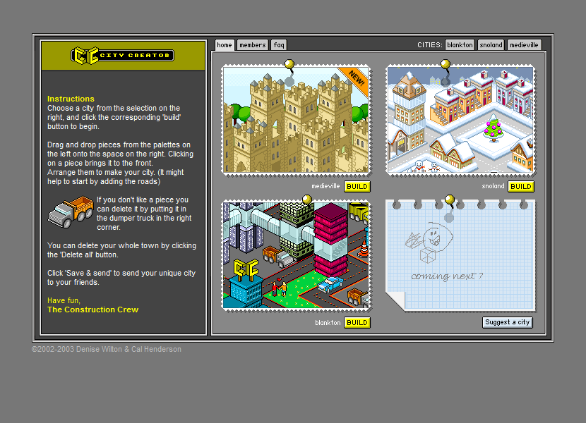 City Creator website in 2003
