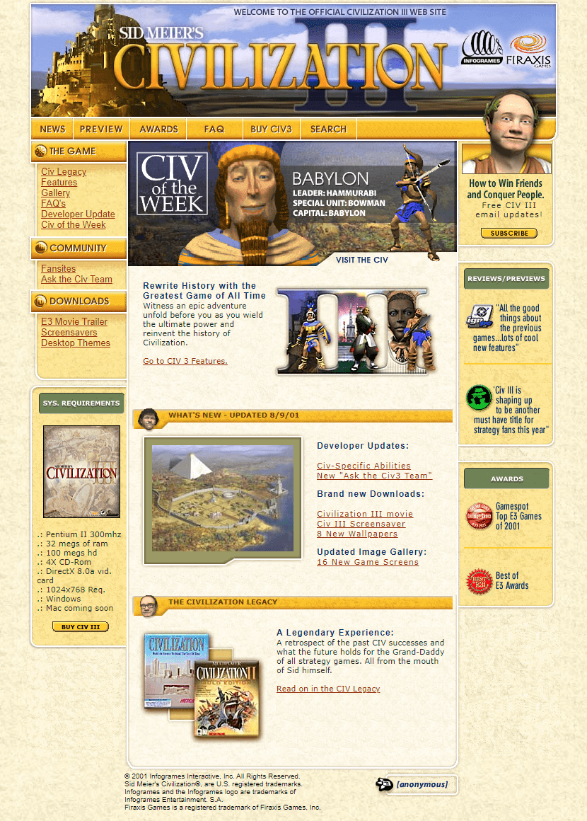 Civilization III in 2001