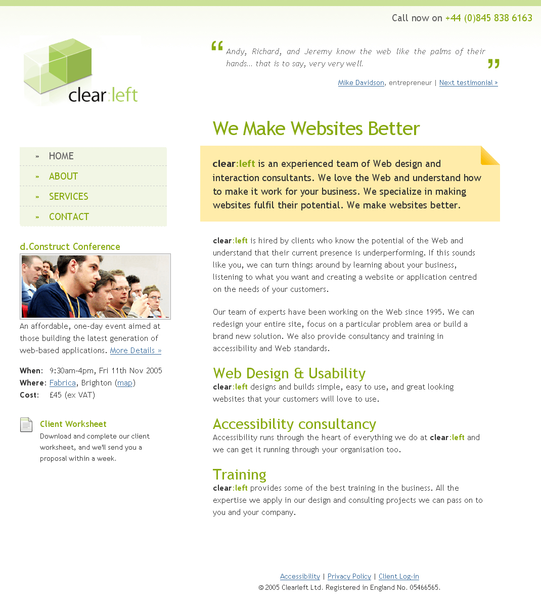 Clear Left website in 2005