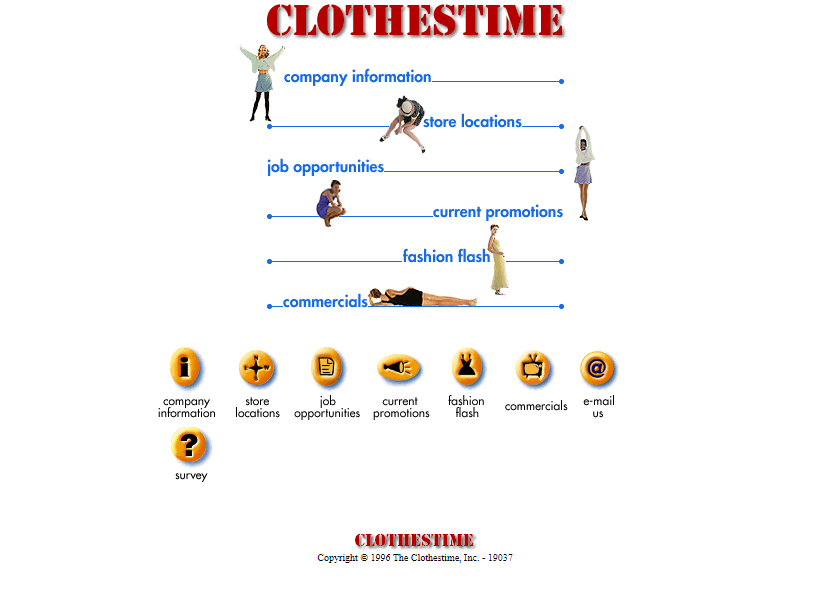 Clothestime website in 1996