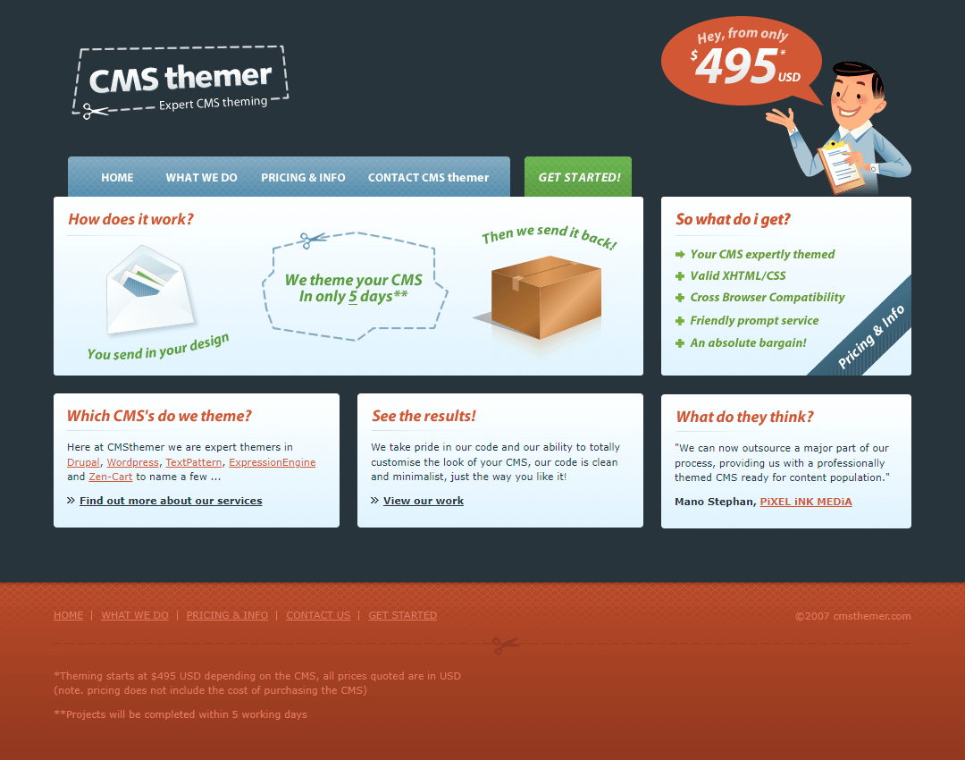 CMSthemer website in 2007