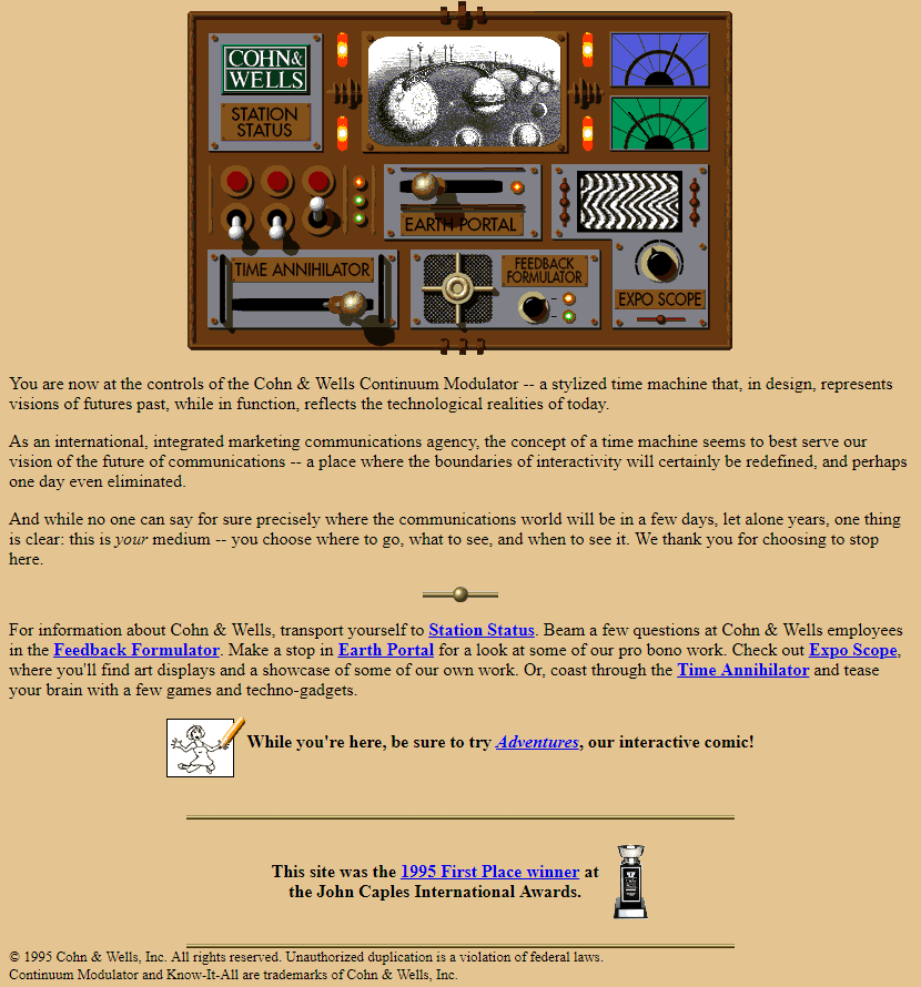 Cohn & Wells Continuum Modulator website in 1995