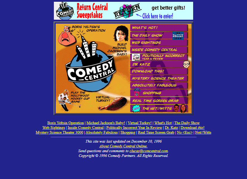 Comedy Central website in 1996