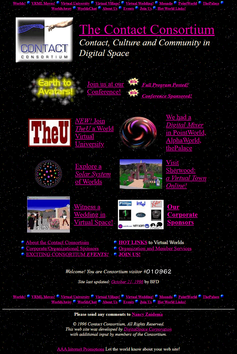 Contact Consortium website in 1996