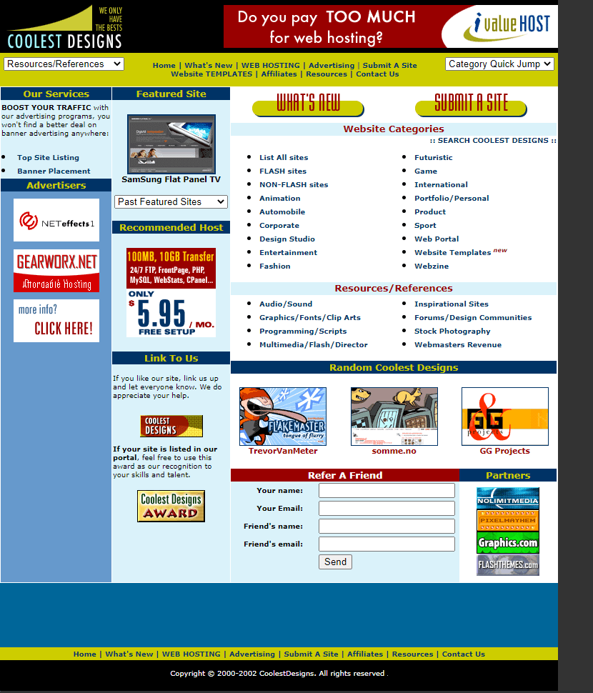 CoolestDesigns website in 2002