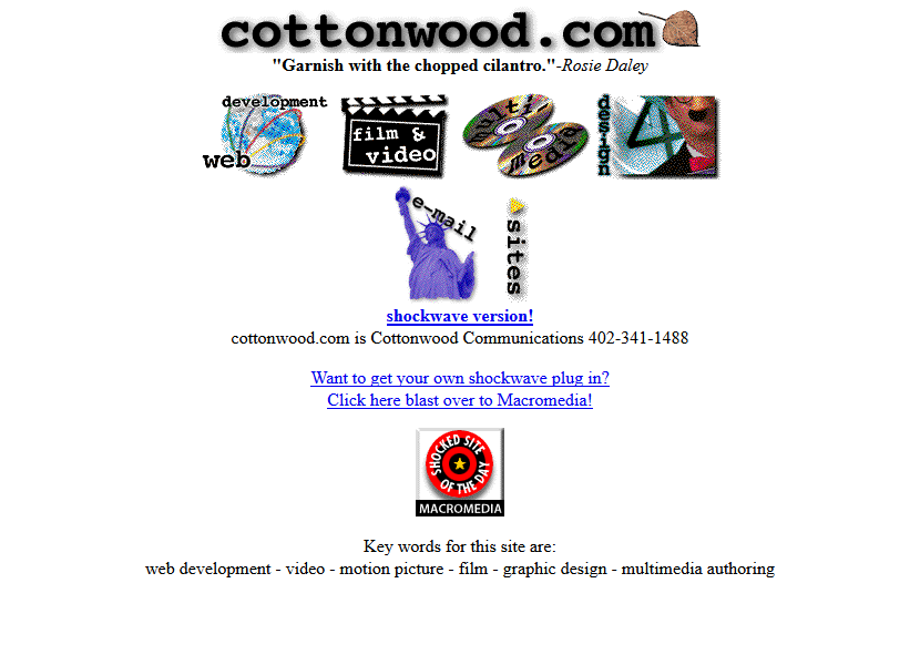 Cottonwood website in 1996