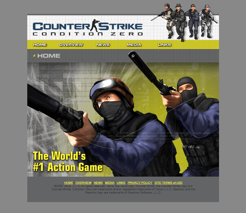 Counter-Strike: Condition Zero website in 2002