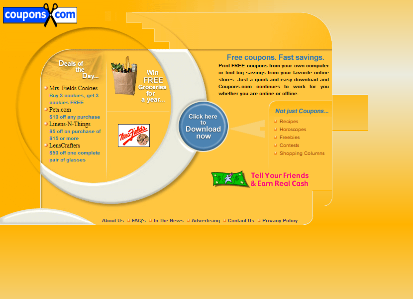 Coupons.com website in 2000