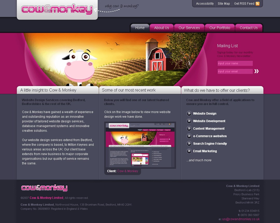Cow & Monkey website in 2007
