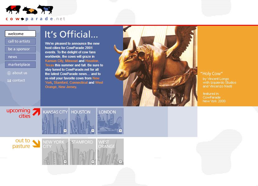 CowParade website in 2001