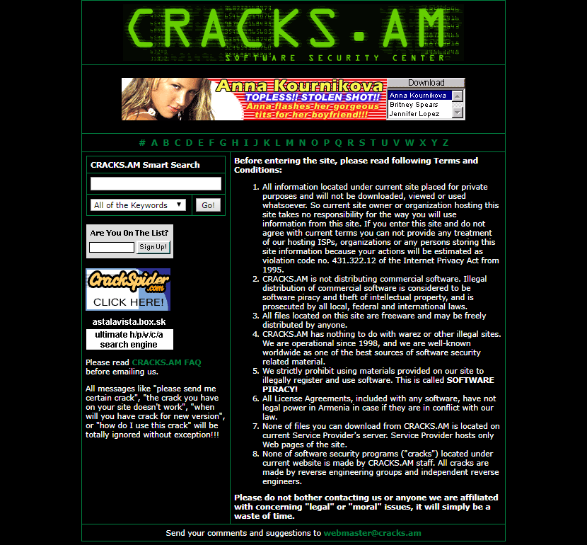 Cracks.am website in 2001