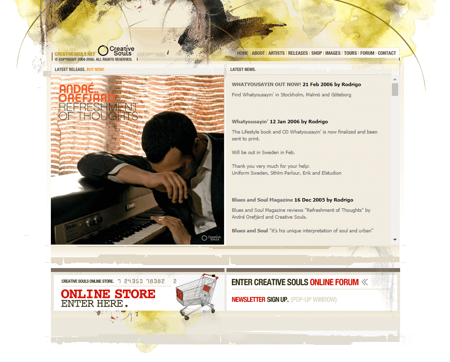 Creative Souls website in 2006