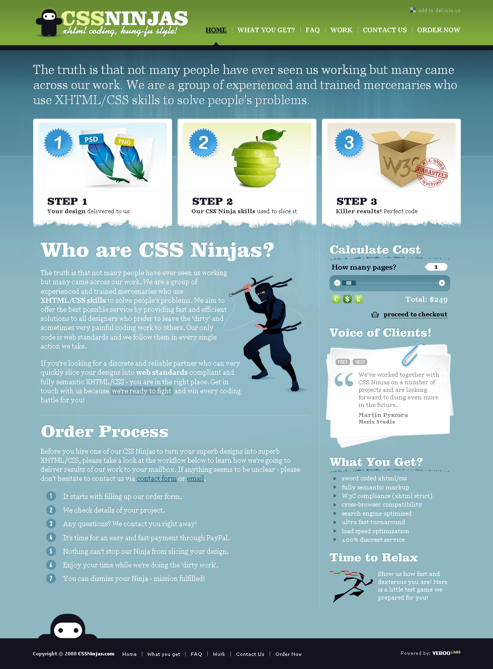 CSS Ninjas website in 2008