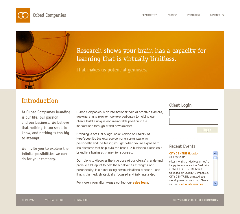 Cubed Companies website in 2005