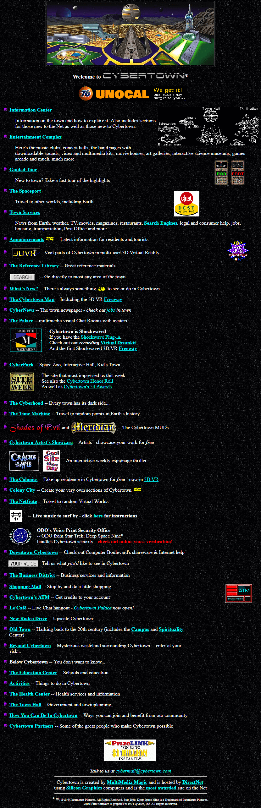 Cybertown website in 1996