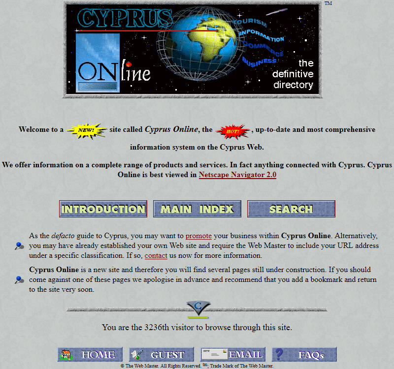 Cyprus Online website in 1997