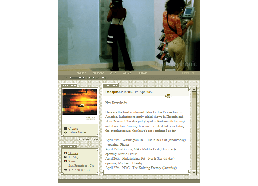 Dadaphonic website in 2002