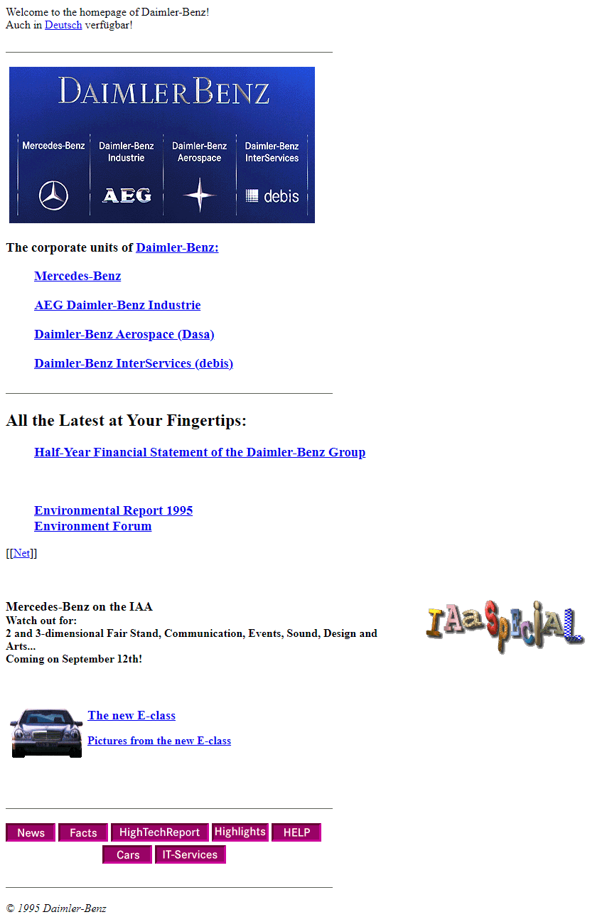 Daimler-Benz website in 1995