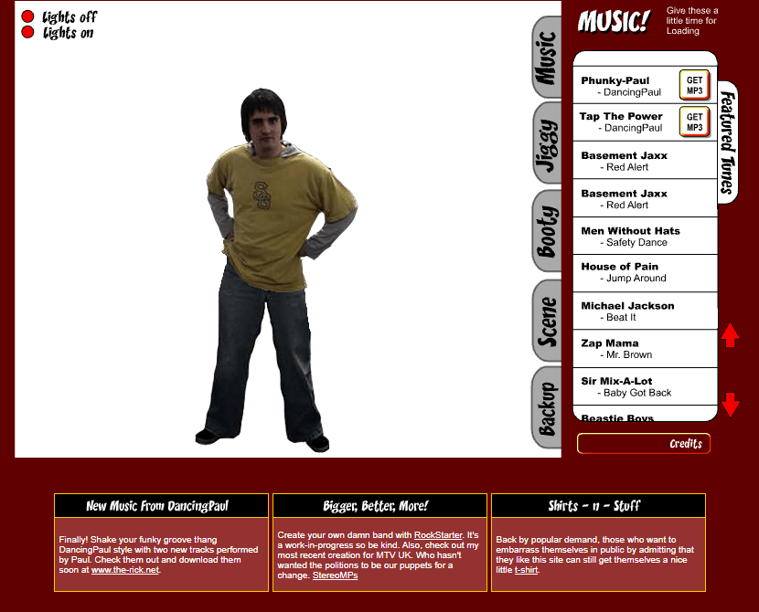 Dancing Paul flash website in 2001