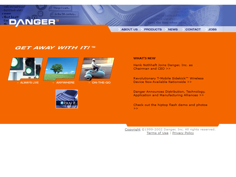 Danger website in 2002
