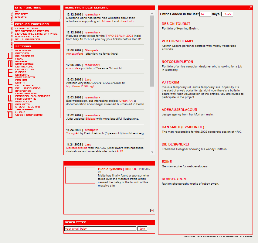 Deformat website in 2002