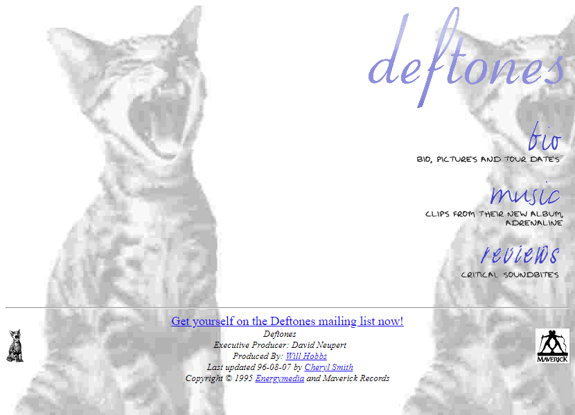 Deftones website in 1996