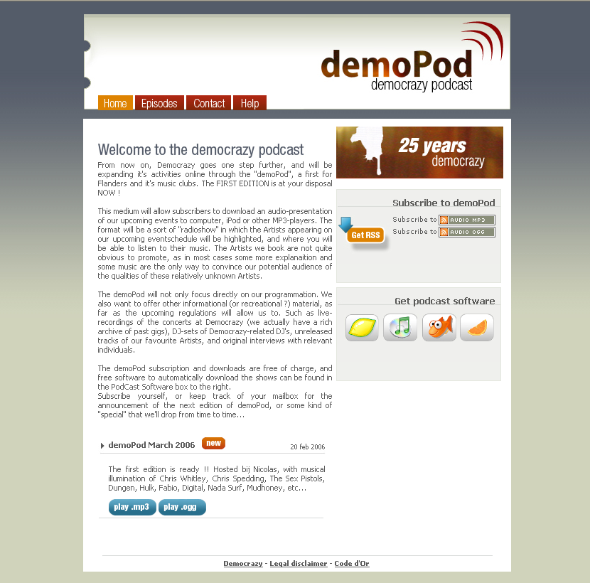 demoPod website in 2006