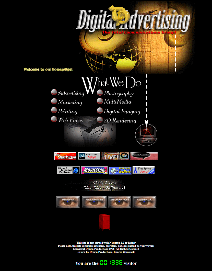 Design Productions website in 1996