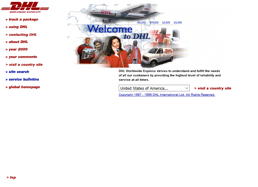 DHL website in 1998