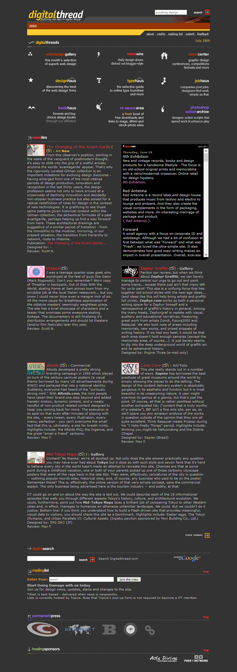 Digitalthread website in 2003