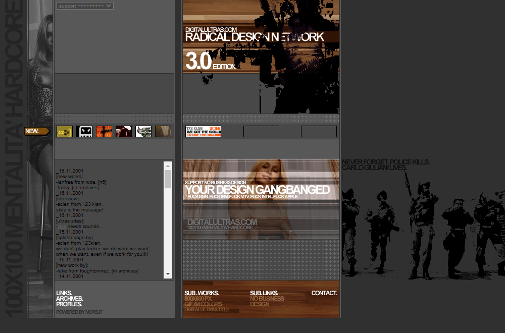 Digitalultras website in 2001