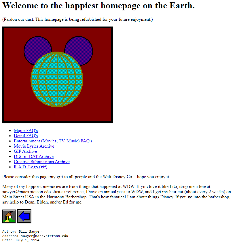 DISNEY: Insight on Florida website in 1994