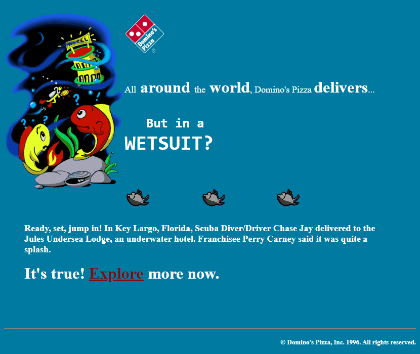 Domino’s Pizza website in 1996