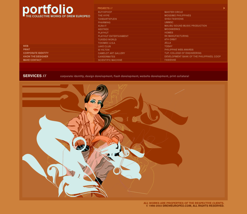 Drew Europeo flash website in 2004