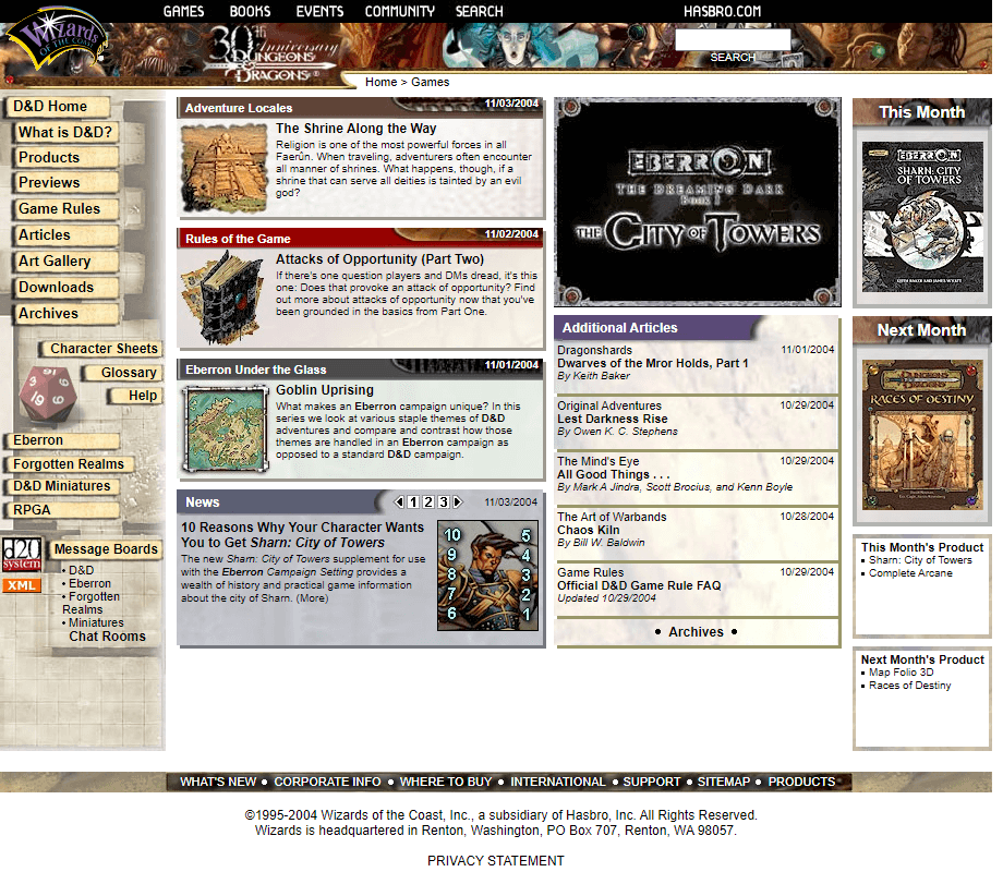 Dungeons & Dragons website in 2004