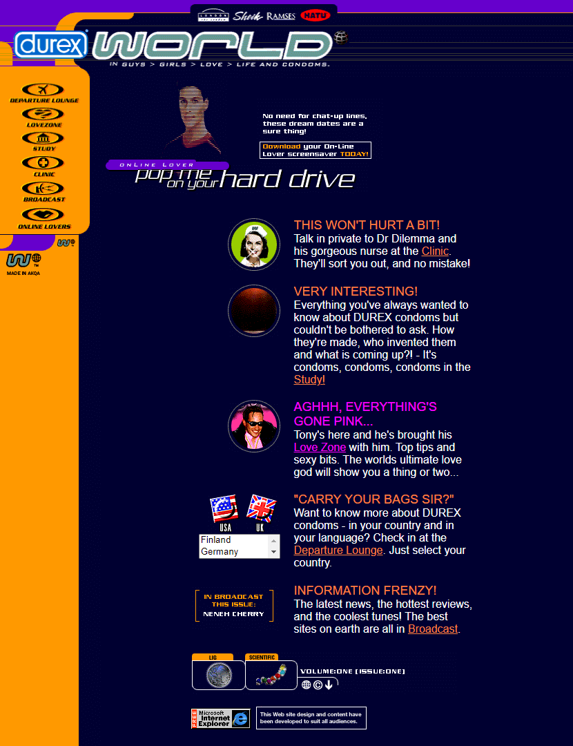 Durex website in 1997
