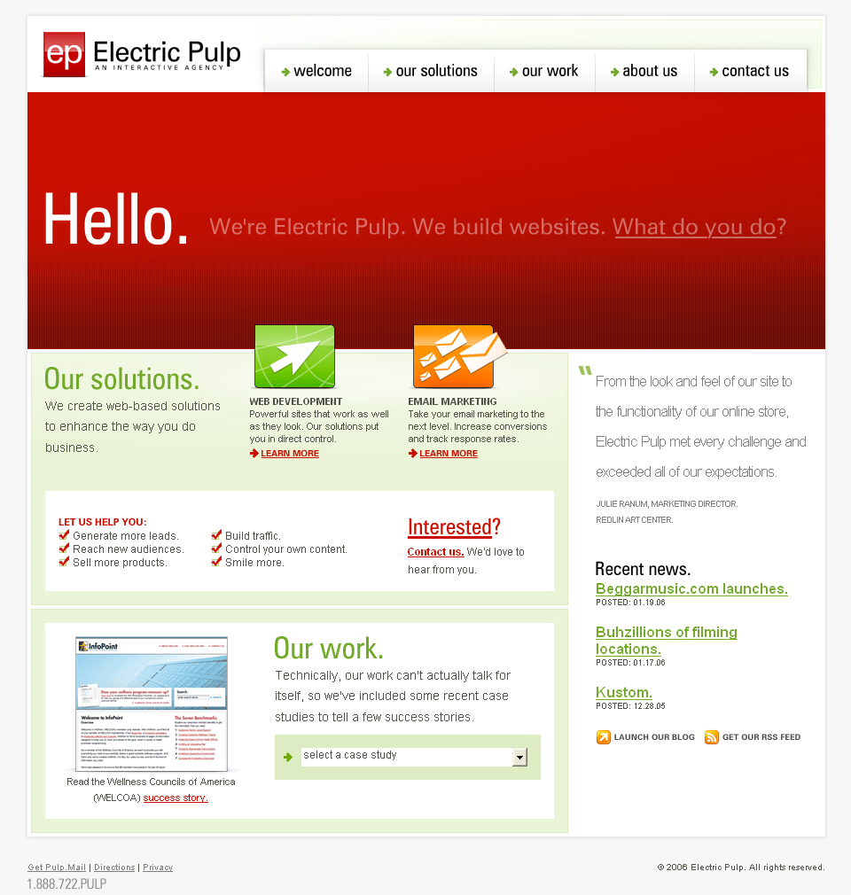 Electric Pulp website in 2006
