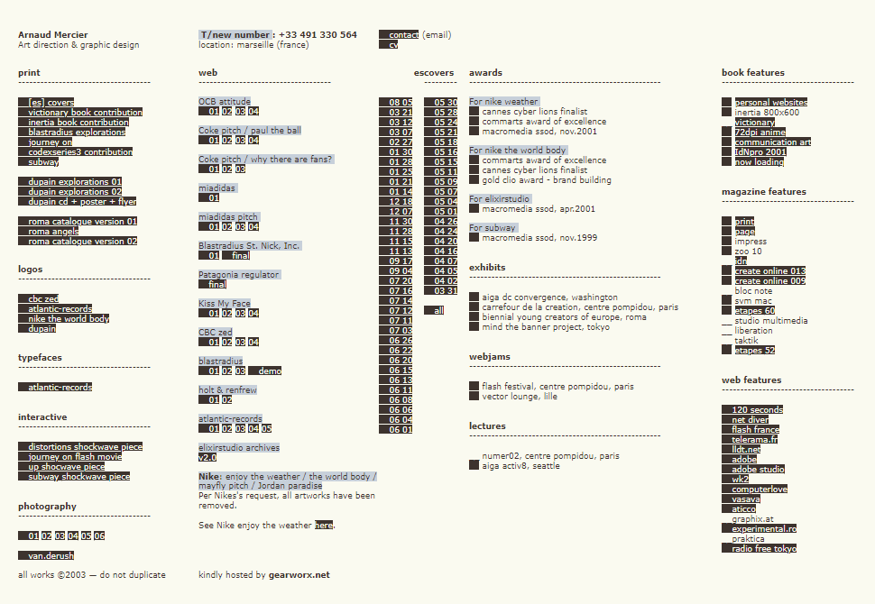 Elixirstudio website in 2003