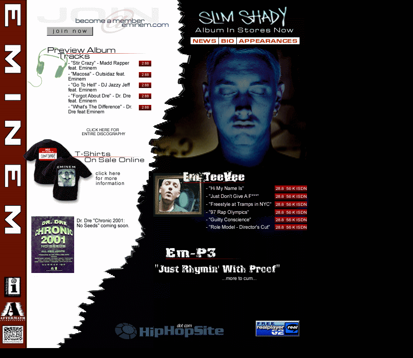 Eminem website in 1999