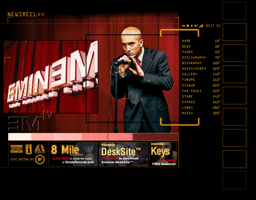 Eminem website in 2002